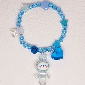 Handmade beaded blue kawaii bunny bracelet